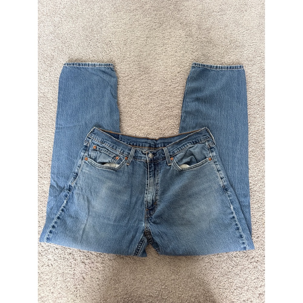 Levis 505 Regular Fit Jeans Mens 33x29 Medium Wash Blue Straight Leg Denim